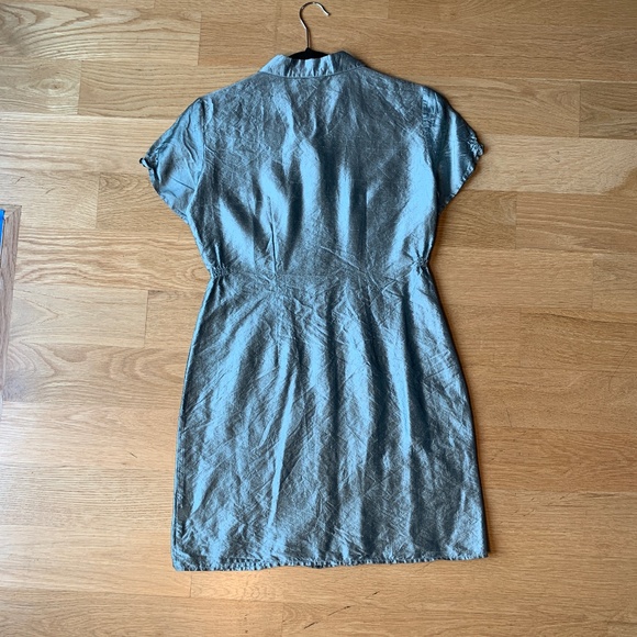 ICE Metallic Light Green Silk Shirtdress - Picture 3 of 10